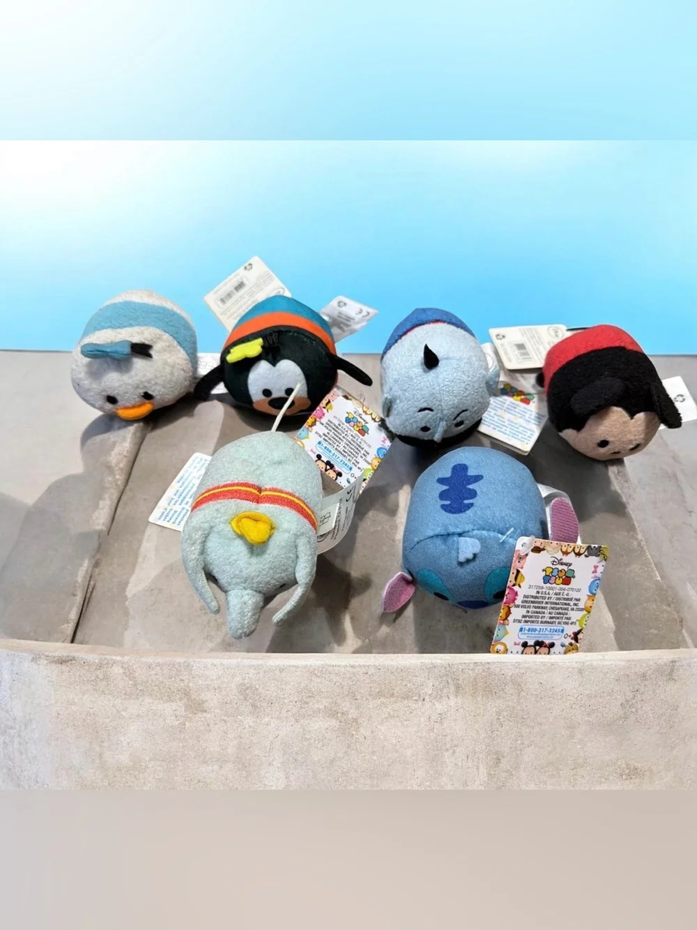 Disney Tsum Tsum Plush Set - Blue, Light Blue, Black, Red, Orange 6 Pieces